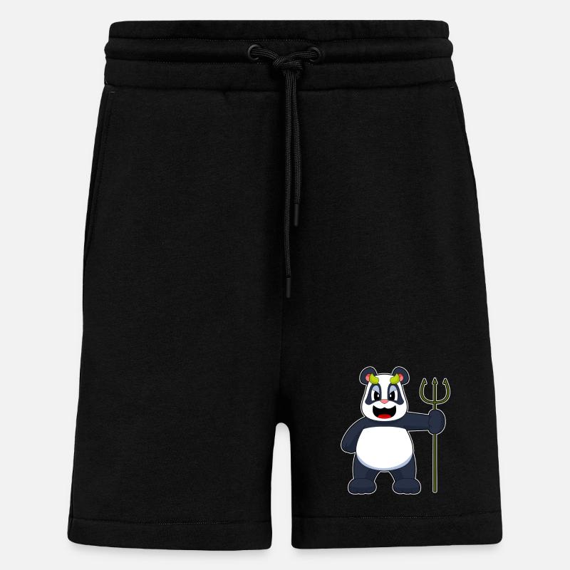 Panda Halloween Devil - Shorts - made by SPREAD - SOLID BLACK