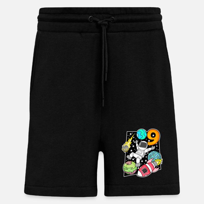 Astronaute - 9e anniversaire garçon - Short bio décontracté fabriqué en UE - SOLID BLACK