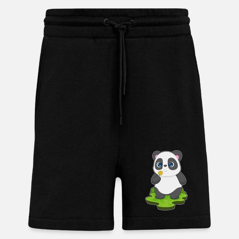Sucette panda - Short bio décontracté fabriqué en UE - SOLID BLACK