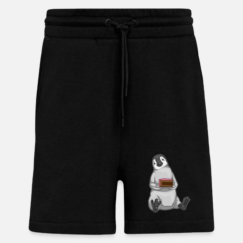 Gâteau pingouin - Short bio décontracté fabriqué en UE - SOLID BLACK