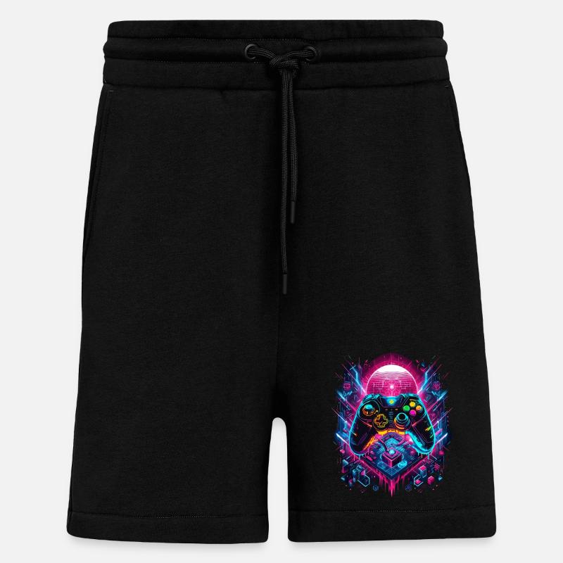 Vibrant Cyberpunk Gaming Controller Grafik - Shorts - made by SPREAD - SOLID BLACK