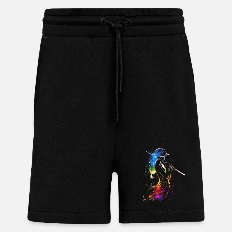 Joueur de flûte Retrowave - Short bio décontracté fabriqué en UE - SOLID BLACK