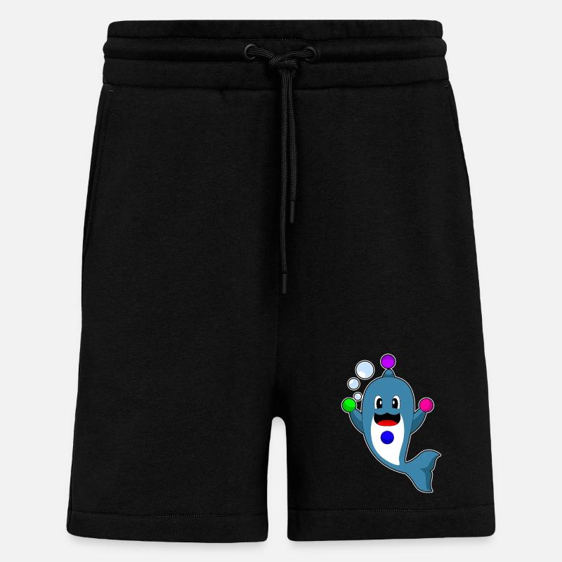 Dolphin juggler juggling - Shorts - made by SPREAD - SOLID BLACK