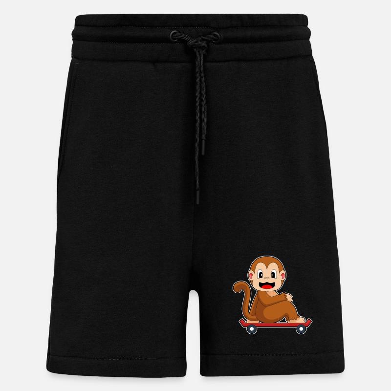 Monkey Skater Skateboard - Shorts - made by SPREAD - SOLID BLACK