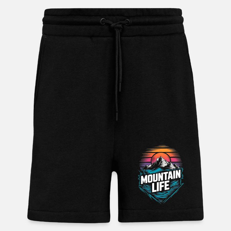 Energetic Mountains and Sunset - Shorts - made by SPREAD - SOLID BLACK