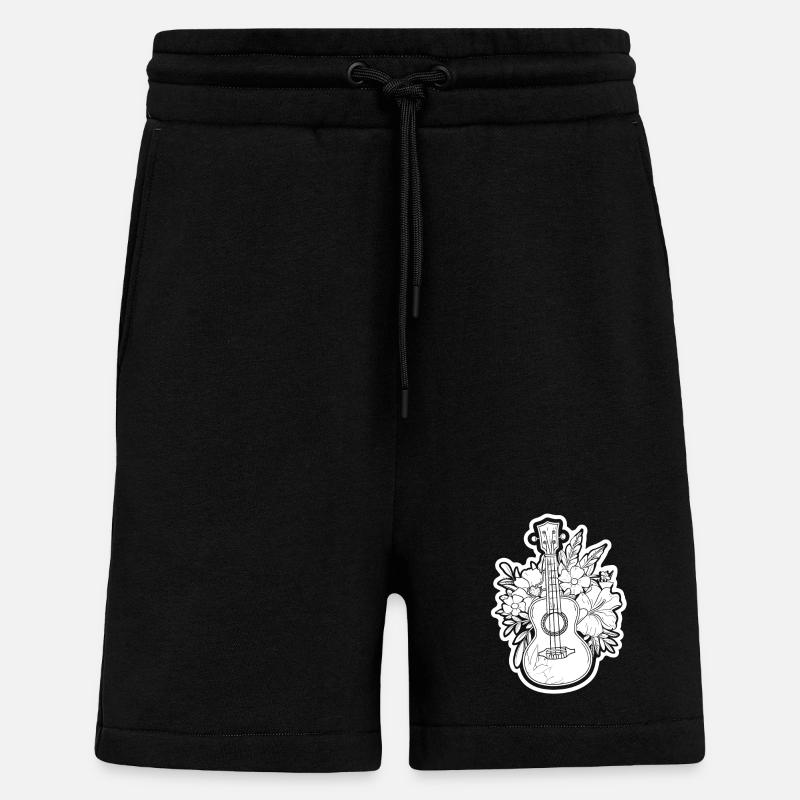 Ukulélé Look Bande Dessinée - Short bio décontracté fabriqué en UE - SOLID BLACK