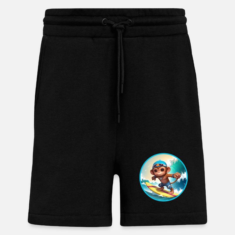 Fröhlicher surfender Affe - Shorts - made by SPREAD - SOLID BLACK
