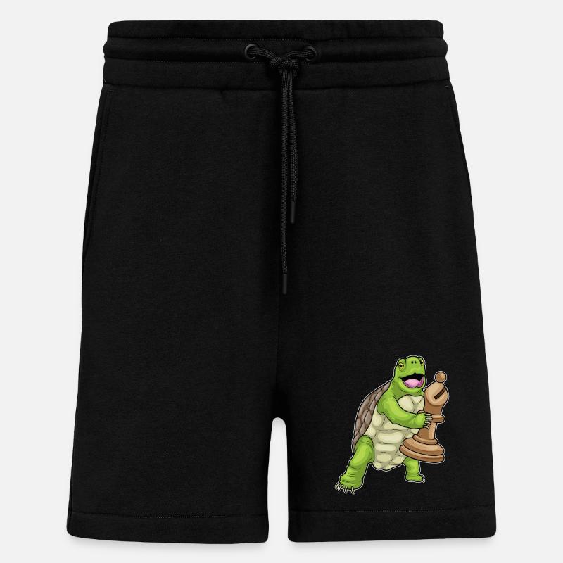 Turtle Chess Piece Bishop Chess - Shorts - made by SPREAD - SOLID BLACK