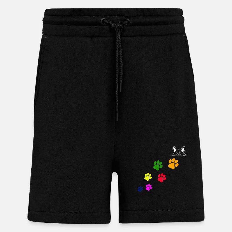 Empreintes pattes de chiens - Short bio décontracté fabriqué en UE - SOLID BLACK