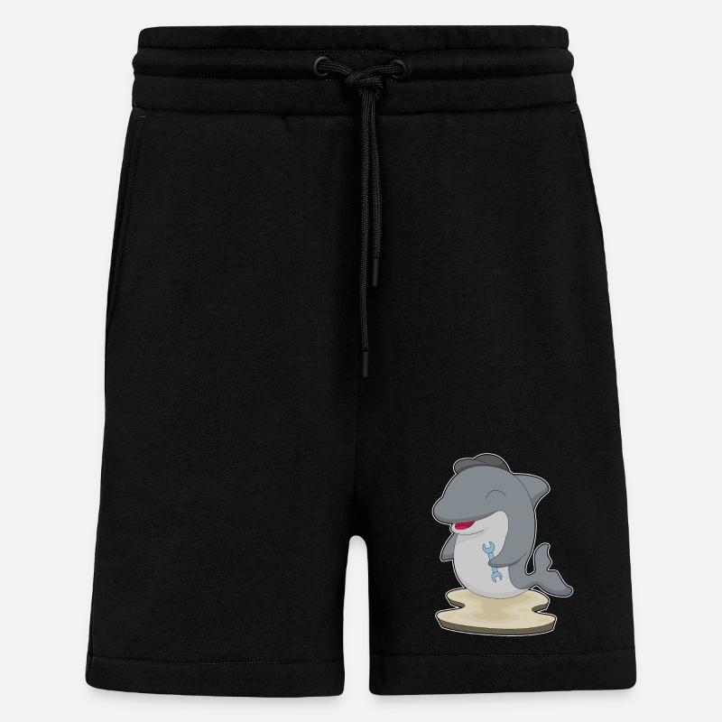 Clé artisanale dauphin - Short bio décontracté fabriqué en UE - SOLID BLACK
