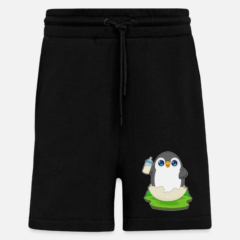 Penguin Biberon Lait - Short bio décontracté fabriqué en UE - SOLID BLACK
