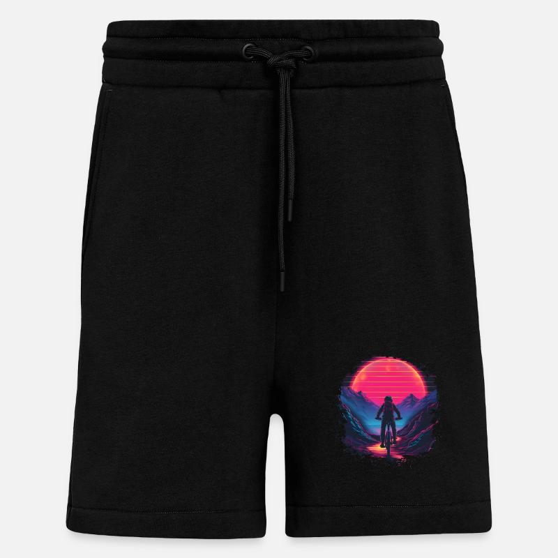 Mountain Biking Synthwave - Shorts - made by SPREAD - SOLID BLACK