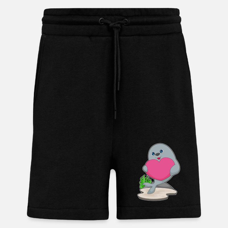 Cœur de phoque - Short bio décontracté fabriqué en UE - SOLID BLACK