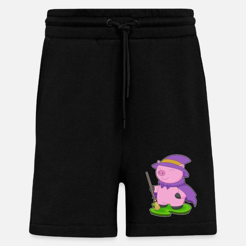 Pig Halloween Witch - Shorts - made by SPREAD - SOLID BLACK