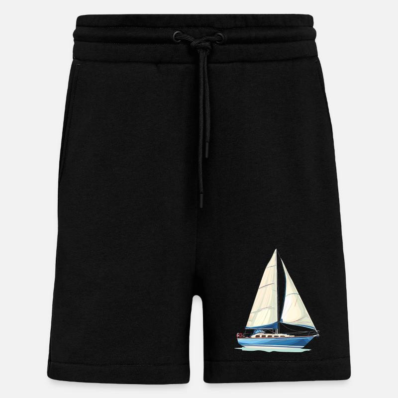 Graphismes de voilier - Short bio décontracté fabriqué en UE - SOLID BLACK