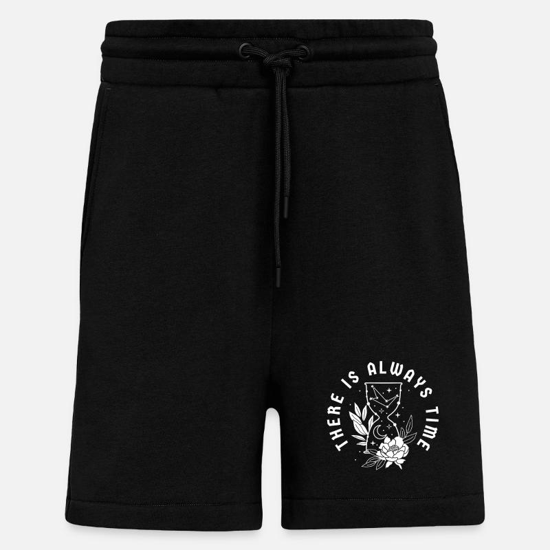 Citation du temps Sablier Fleurs - Short bio décontracté fabriqué en UE - SOLID BLACK