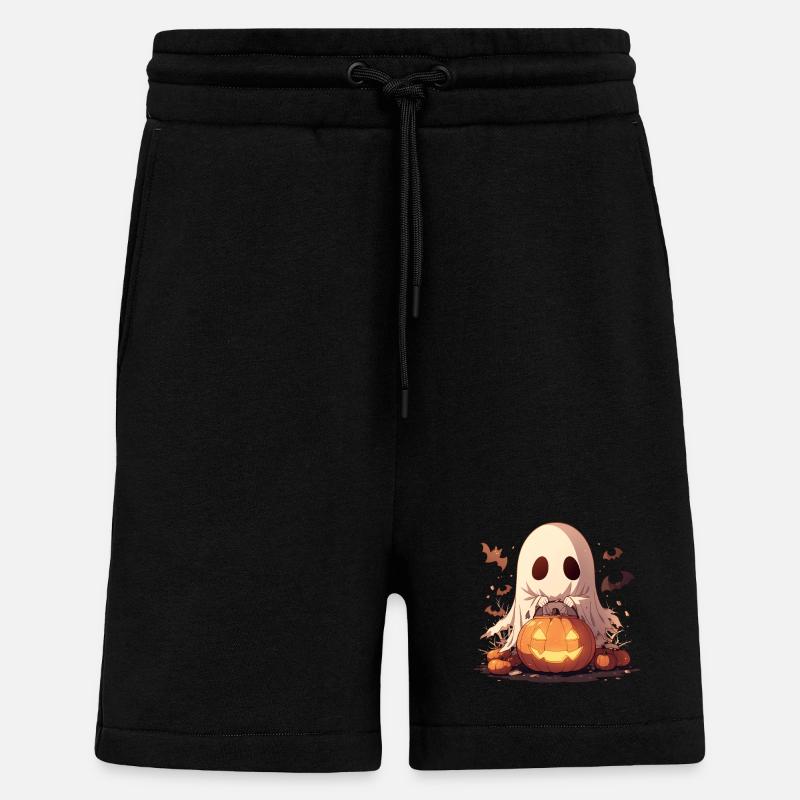 Ghost Ghost Halloween Pumpkin Lantern Gift - Shorts - made by SPREAD - SOLID BLACK