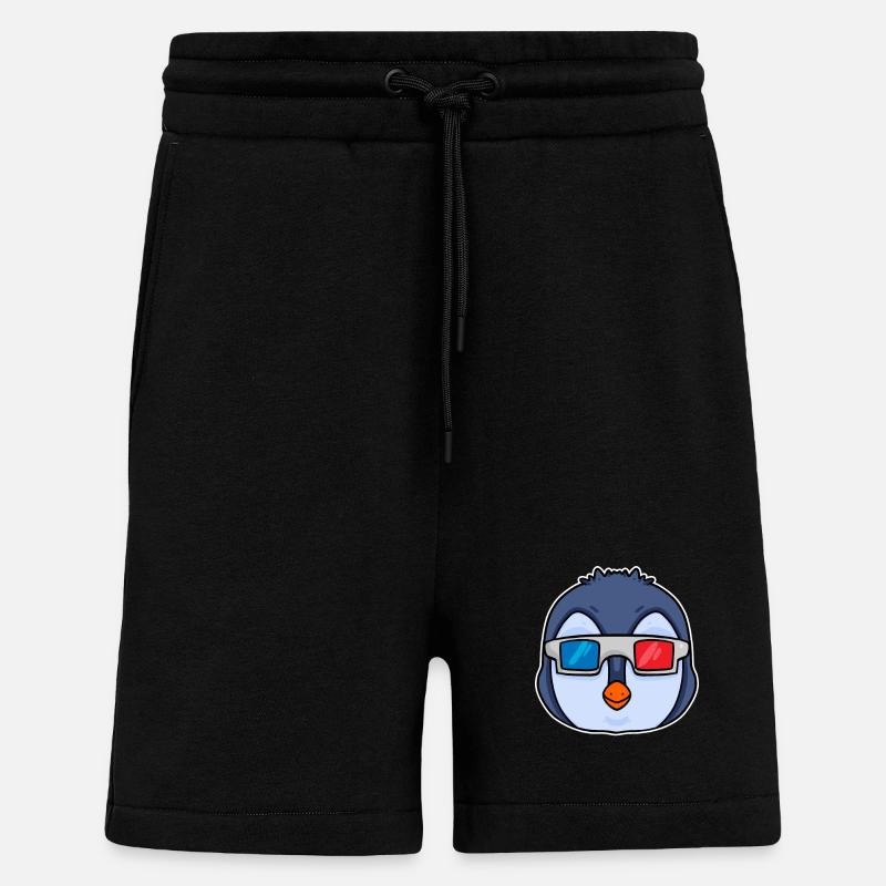 Pinguin 3D Brille Kino - Shorts - made by SPREAD - SOLID BLACK