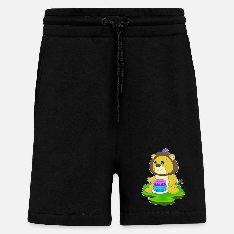 Gâteau d’anniversaire Lion - Short bio décontracté fabriqué en UE - SOLID BLACK