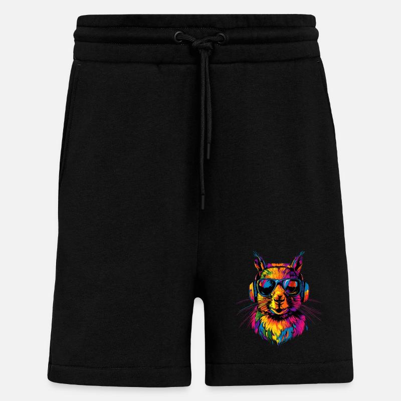 Eichhörnchen Kopfhörer Bunt Popart DJ Eichhörnchen - Shorts - made by SPREAD - SOLID BLACK
