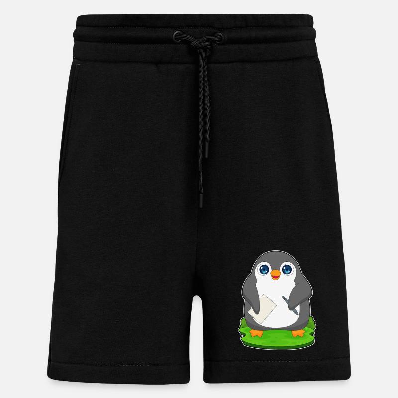 Pinguin Schüler Papier Schule - Shorts - made by SPREAD - SOLID BLACK