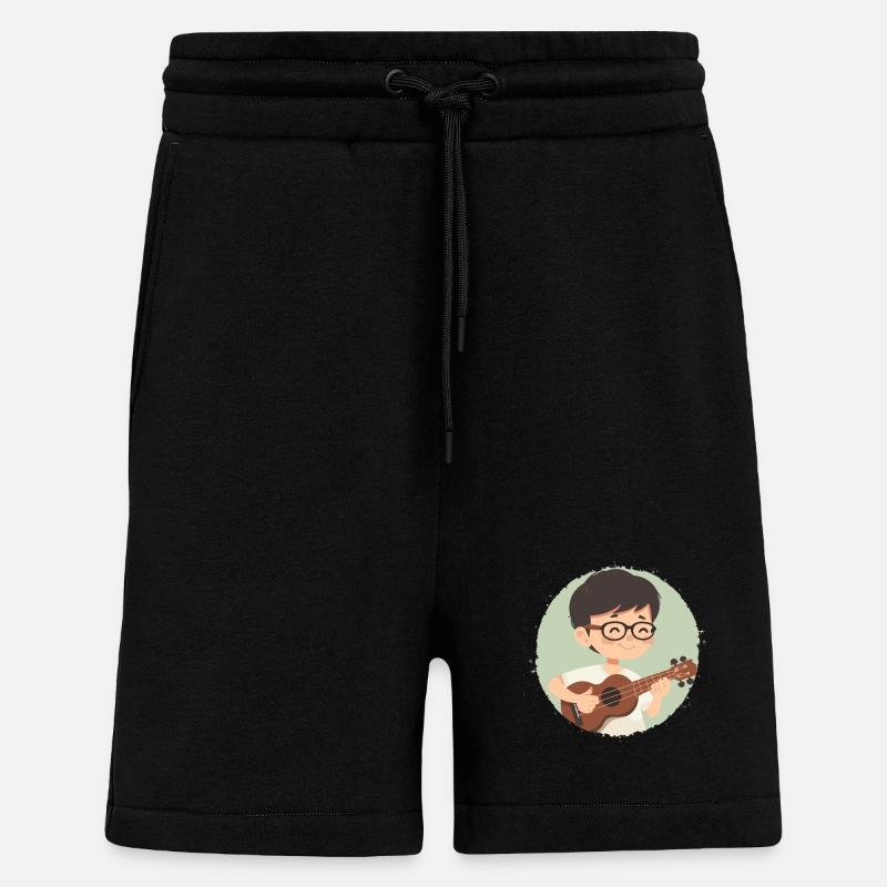 Ukulélé Garçon Graphique - Short bio décontracté fabriqué en UE - SOLID BLACK