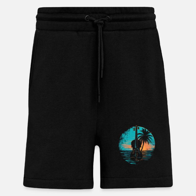 Violon Coucher de soleil - Short bio décontracté fabriqué en UE - SOLID BLACK