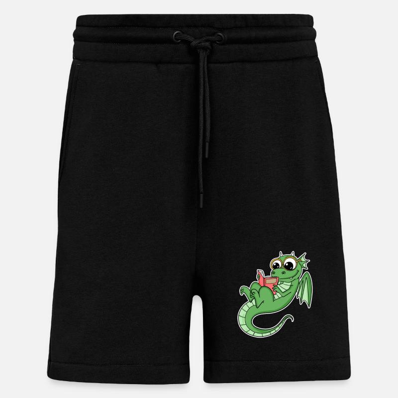 Drache Bücher Buch Lesen - Shorts - made by SPREAD - SOLID BLACK