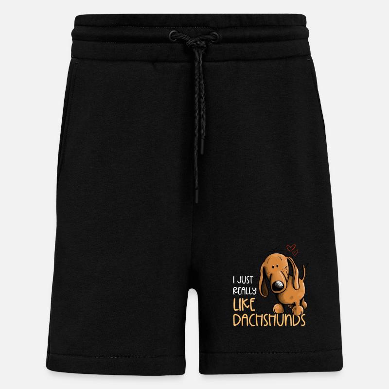 J’aime vraiment les teckels teckels - Short bio décontracté fabriqué en UE - SOLID BLACK