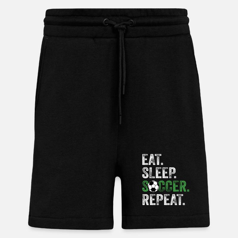 Manger dormir Soccer Répéter - Short bio décontracté fabriqué en UE - SOLID BLACK