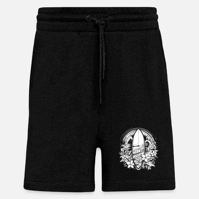 Planche de surf style bande dessinée - Short bio décontracté fabriqué en UE - SOLID BLACK