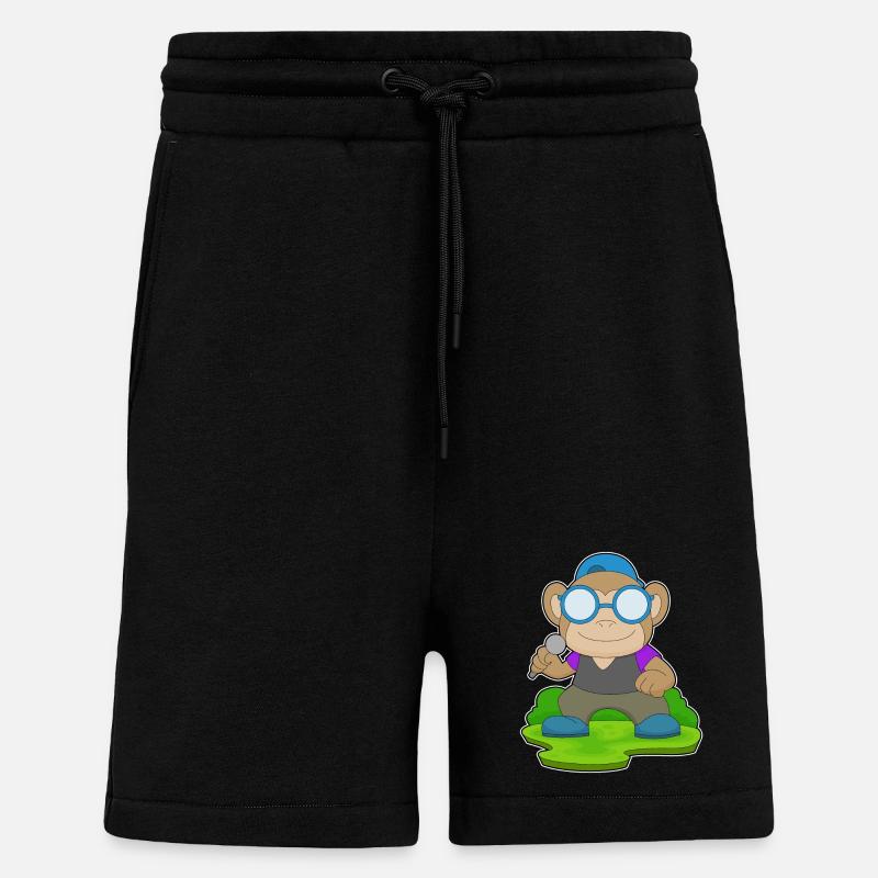 Singe Singe Microphone Chant - Short bio décontracté fabriqué en UE - SOLID BLACK