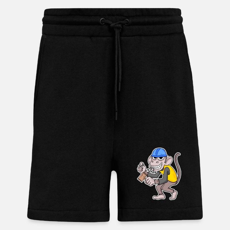 Singe de chantier drôle d’artisan - Short bio décontracté fabriqué en UE - SOLID BLACK