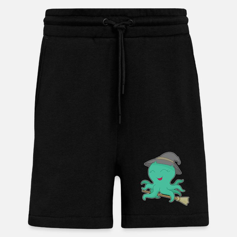 Octopus Witch Broom - Shorts - made by SPREAD - SOLID BLACK