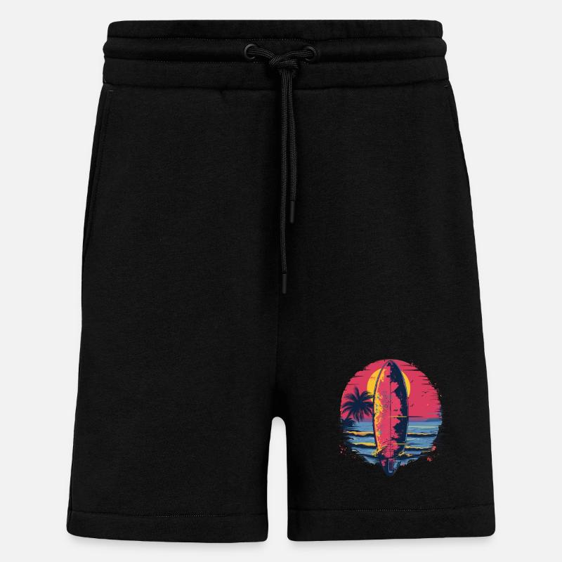 Surfboard Synthwave - Shorts - made by SPREAD - SOLID BLACK