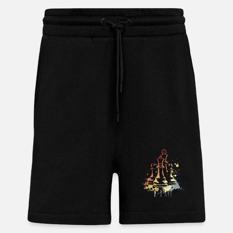 Pièces d’échecs Graffiti - Short bio décontracté fabriqué en UE - SOLID BLACK