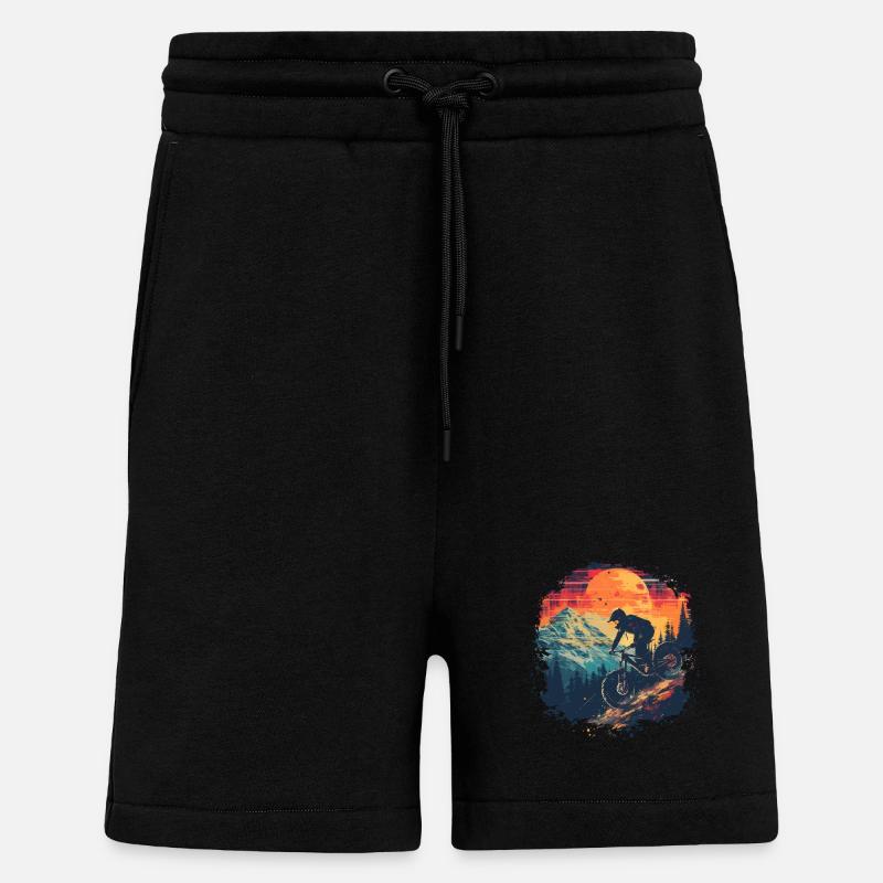 Mountain Biking Synthwave - Shorts - made by SPREAD - SOLID BLACK