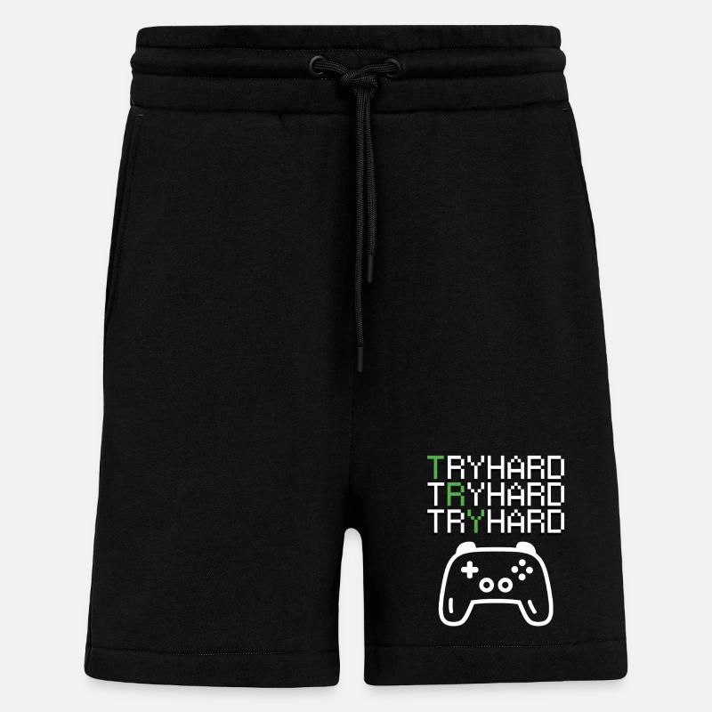 Graphismes Real Tryhard Gamer - Short bio décontracté fabriqué en UE - SOLID BLACK