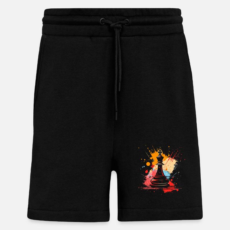 Pièces d’échecs Graffiti - Short bio décontracté fabriqué en UE - SOLID BLACK