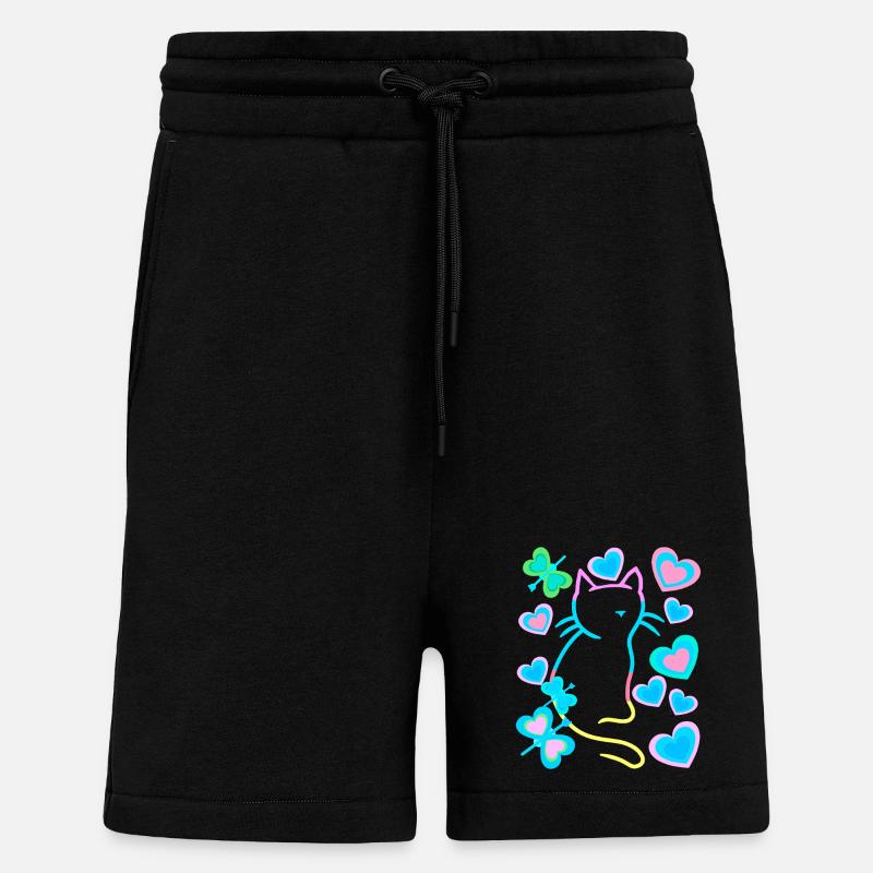 Retro Katze Katzen - Shorts - made by SPREAD - SOLID BLACK