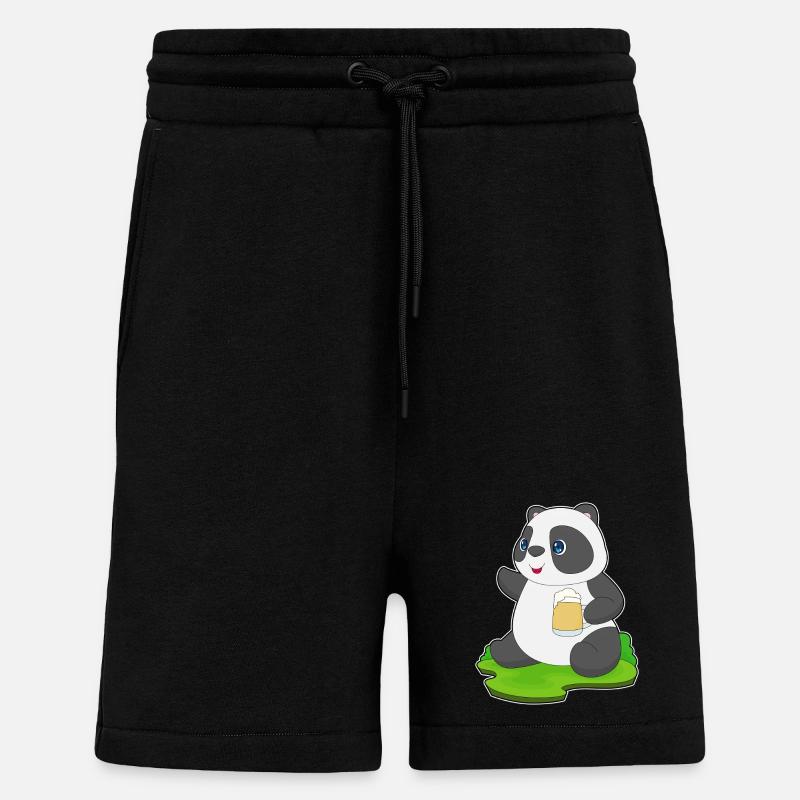 Bière Panda - Short bio décontracté fabriqué en UE - SOLID BLACK