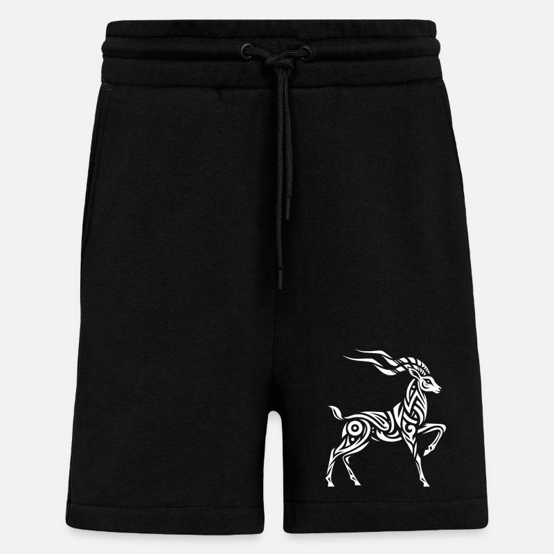 Gazelle de Thomson tribale - Short bio décontracté fabriqué en UE - SOLID BLACK