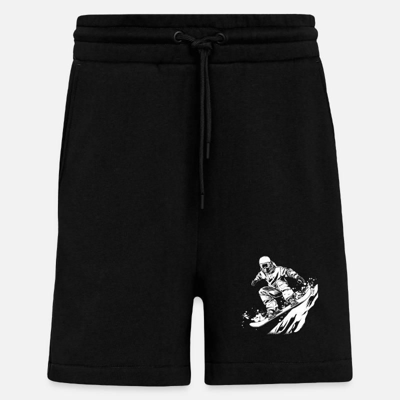 Dessin de snowboarder - Short bio décontracté fabriqué en UE - SOLID BLACK