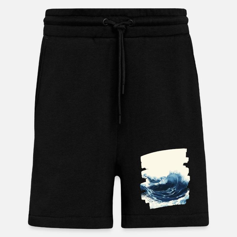 Les vagues et la mer - Short bio décontracté fabriqué en UE - SOLID BLACK