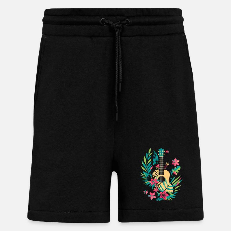 Ukulélé Look Bande Dessinée - Short bio décontracté fabriqué en UE - SOLID BLACK