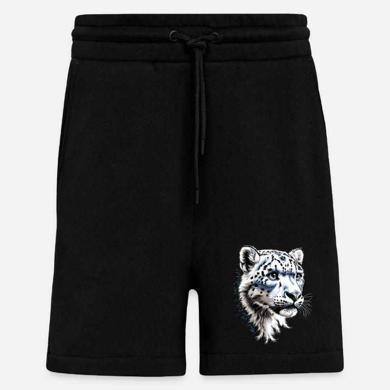 Schneeleopard Panther Raubkatze Großkatze Leopard - Shorts - made by SPREAD - SOLID BLACK