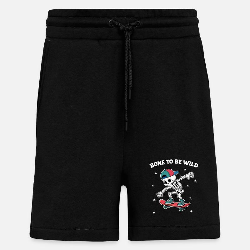 Skull Skeleton Skateboard Abenteuer - Shorts - made by SPREAD - SOLID BLACK