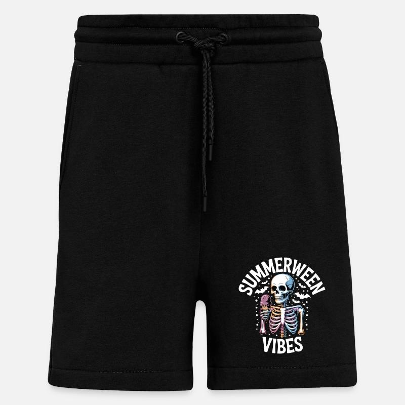 Summerween Skeleton Vibes T-Shirt - Shorts - made by SPREAD - SOLID BLACK
