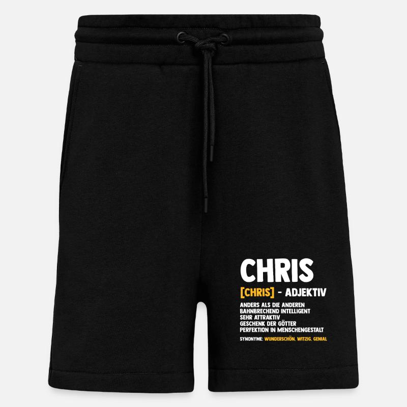 Chris Christian Christoph Christopher - Short bio décontracté fabriqué en UE - SOLID BLACK