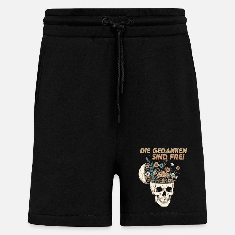 Blumen im Schädel mit Botschaft - Shorts - made by SPREAD - SOLID BLACK